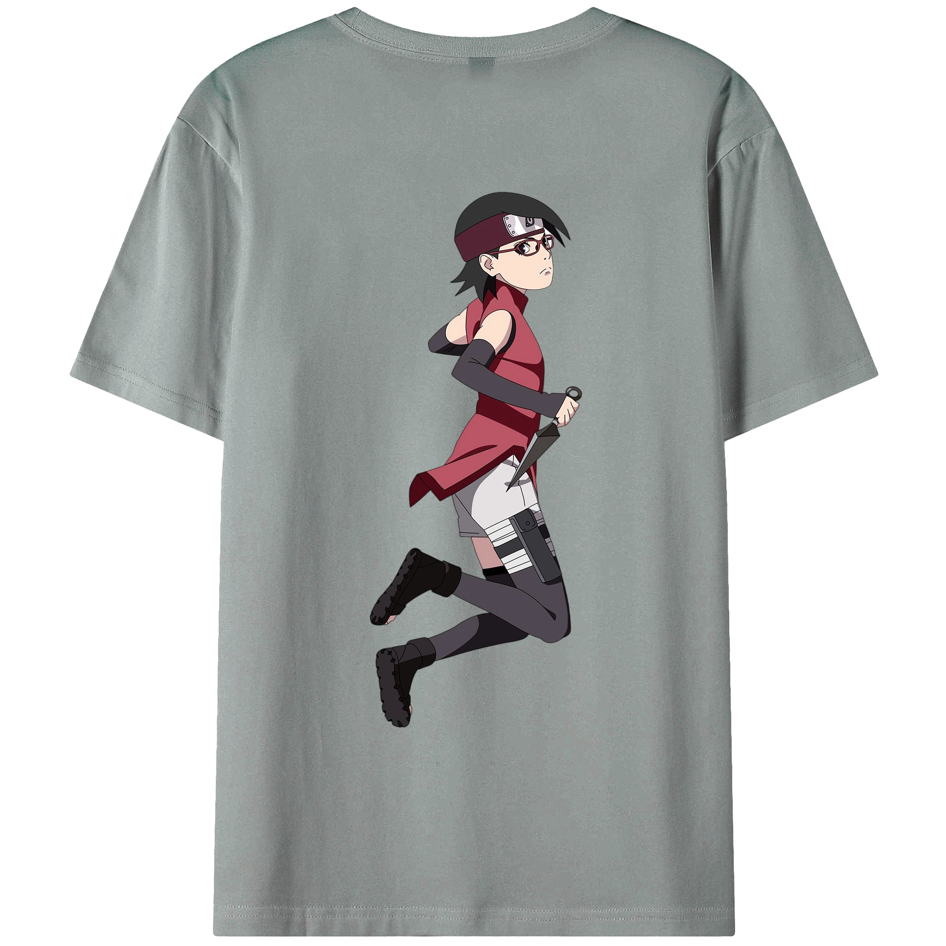 （画像用） NARUTO -ナルト- うちは サラダ Uchiha Sarada 綿100％ メンズ半袖Tシャツ（バックプリント） 通気性